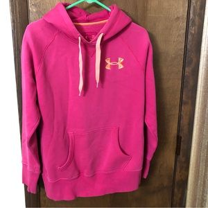 Women's  S Under Armour Storm Loose Fit Pullover Hoodie Sweatshirt Pink/Orange